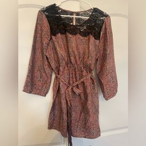 Paisley and lace maternity blouse